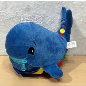 Buckle Blue Plush Whale Zipper Toy with Colorful Accents